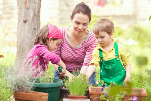 Professional landscaper installing garden features in Dulwich